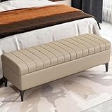 Lederbank mit Stauraum, gepolstert, Holzrahmen, Ottomane mit Scharnierdeckel, Fußstütze, idealer Eingang und Wickelkommode