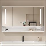 Wandmontierter Badezimmer-Spiegelschrank mit LED-Licht-Aufbewahrung, Medizinschrank, moderne Badezimmer-Wandeinheit, 110 x 70 cm, stilvolles und funktionales Design