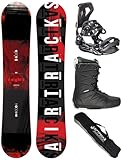 Airtracks Snowboard-Set Herren Snowboard Wide Eight Freestyle Freeride 164 - Snowboard Bindung Master - Softboots Star Black 45 - SB Bag