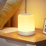 NIBSHOOM Nachttischlampe Touch Dimmbar, LED Nachtlicht Kinder, 2 Warme Lichtmodi & 256 RGB Farben, Tischlampe Kabellos mit Timer Speicherfunktion, Aufladbar Stilllicht für Schlafzimmer, Kinderzimmer