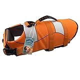 Schwimmweste Hund Pet Schwimmweste Hundeschwimmweste Badeanzug Haustier Schwimmen Vest für Hunde Lifesaver Größenverstellbar mit Griff für Kleine Mitte Groß Hunde(XS, Orange Pet Hundeschwimmweste)