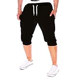 Herren Workout Jogging Shorts Hosen passen elastische lässige Sportbekleidung Trainingshose Kurz Herren (Black, 3XL)