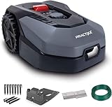 Practixx Mähroboter bis zu 600 qm² | 18cm Schnittbreite | 20-60 mm Schnitthöhe | Regensensor | Kantenmähen | Wireless | App-gesteuert | Digitale Anzeige | 35% Steigung | PX-RRM-600Wi Akku Rasenmäher