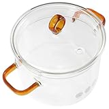 Ciieeo Hitzebeständiger Suppentopf aus Glas mit Deckel und Griffen, hoher Borosilikat-Pfanne für Nudeln, Saucen und langsames Kochen, Heimkochgeschirr für Familie und Versammlungen