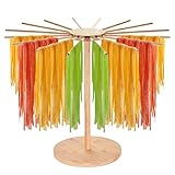 KITCHTIC Pasta Trockner - Effiziente und Vielseitige Pasta-Trocknung für Hausgemachte Pasta - Inklusive Verstellbarer Arme Nudeltrockner, Faltbarer Nudelständer aus Holz - Naturfarbe