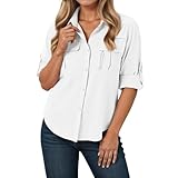 Generisch Hemdbluse Damen UPF 50 UV Schutz Langarmshirt Damen Outdoor Wanderhemd Safari Kleidung Damen Atmungsaktiv Quick Dry Casual Tops Sport Oberteile