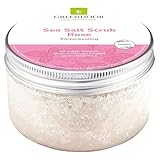 GREENDOOR Körperpeeling Meersalz Rose, natürliches Peeling ohne Mikroplastik für Damen, 280g Duschpeeling ohne Konservierungsmittel, mit straffendem Mandelöl, Body Scrub, Naturkosmetik Sauna-Salz