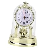 Vintage-Uhr, Tischuhren für Wohnzimmer, Kaminuhr, Antike Uhr Im Europäischen Stil, Leise Schreibtischuhr, Retro-Wecker für Schlafzimmer, Wohnzimmer, Innendekoration (GOLD)
