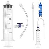 QINREN Fahrrad Tubeless Dichtmittel Injector Fahrrad Sealant Reifendichtmittel Injector Fahrrad Ventilwerkzeug Spritze mit Presta Valve Core Removal Tool zur Fahrradreparatur,60 ml