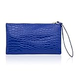 AfitLulu Damen-Geldbörse, Handgelenk-Clutch, Geldbörse mit Handgelenkschlaufe, lange Handy-Clutch, Handygeldbörse, Krokodil-Textur, Damen-Geldbörse, Handytasche mit Reißverschluss für Karten, Bargeld,