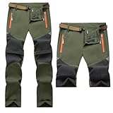 Daysskk Wanderhose Kinder Jungen Zip Off Arbeitshose Outdoorhose Sommer Softshellhose Wasserdicht Trekkinghose Grün 120