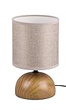 Reality Leuchten Tischleuchte Luci R50351035, Fuß Keramik in Holznachbildung, Stoffschirm beige, exkl. 1x E14
