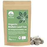 Alpi Nature Königskerze Tee BIO, 30 Pyramiden Teebeutel à 2g, bio Königskerze Blätter Teebeutel 60g, Königskerzenblätter getrocknet für Kräutertee und Mullein Tee