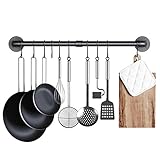 AcornFort® K-172 80cm Vollmetall Massiveisen Wandmontierte Küche Topf Pfanne Bar Rack Bar Stange Hängestange Utensilien Kleiderbügel Organizer Stoff Display Rack mit 10 Haken