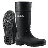 HISEA Herren Stahlkappen Regenstiefel aus PVC-Gummi, wasserdichte Garten- und Outdoor-Arbeitsstiefel, rutschfeste Kniestiefel für Landwirtschaft und Industriearbeit