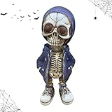 Frische Schädelstatue, Skelett-Statue für den Schreibtisch, coole Halloween-Dekoration für Auto- und Wohnaccessoires, Sammlerstücke an die automatische Ski-Ornament