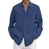 Faonkeew Langarmshirt Herren Leinenhemd Langarm Umlegekragen Hemd Herbst Winter Elegant Einfarbig Loose Fit Button Down Freizeithemd Leicht Basic Shirts for Männer