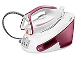 Tefal Express Anti-Calc Dampfbügelstation, 2800 W, Dauerdampfmenge 120 g/Min., Dampfstoß 400 g/Min., 1,8 Liter Wassertank, Anti-Kalk-Kollektor, Dampfbügeleisen, weiß/altrosa, SV8012