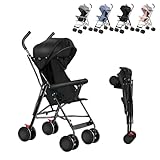 XUANYU Kinderwagen, kompakt und faltbar, mit Matte, cooler Reisekinderwagen, faltbar, kompakter Kinderwagen, für Babys von 6 Monaten bis 4 Jahren, bis zu 25 kg (schwarz)