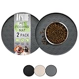 AVYDIIF 2 stück Napfunterlage für Hund Katzen[28cm x 28cm], hundenapf unterlage fressnapf Hund Futtermatten aus Silikon wasserdichte rutschfeste Fressnapf mit Rand, Spülmaschinenfest (2 Grau)