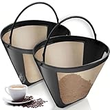 TIANLIN Kaffeefilter Wiederverwendbar, 2 Stück Kaffeefilter Edelstahl, Durchmesser 120 mm Filterkaffee, für 8–12 Tassen Kaffee, Wiederverwendbar Goldtonfilter Größe 4, für Zuhause und Restaurant