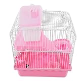 CVUTOVO Hamsterkäfig Kleiner Tierkäfig Haustier drinnen doppelt Nagetier Plattformkäfig für Ratten Hamster großer Käfig Mäusekäfig für Hausmäuse Hamsterhaus Plastik Rosa