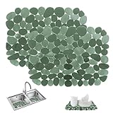 2 Stück Spülbeckeneinlage 30x40 cm,Kieselsteine Spülbeckenmatte,Spülmatte für Spülbecken,Schnell Abtropfende Spülbecken Matte,PVC Spülbecken Schutzmatte,Waschbecken Matte für Geschirr,Glaswaren,Gemüse