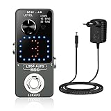 LEKATO Triple Looper Synchron Recording Elektrisches Auto Loop Effektpedal 18 Minuten Aufnahmezeit Unbegrenzte Overdub Guitar Looper Station für Gitarren BassTuner-Funktion (Grau+Adapter)
