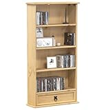 RMIHSJG CD-Schrank Corona 52x17,5x103 cm Massivholz Kiefer Book Shelves Bücherregal Klein Schrankregal Schmales Regal für Büro Wohnbereich Küche Schlafzimmer