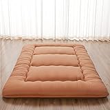 Zelladorra Japanische Bodenmatratze, Futon-Matratze mit tragbarer Aufbewahrungstasche, aufrollbare Matratze, dicke Tatami-Matratze, geeignet für Camping, Gästezimmer, heller Kaffee, voll