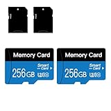 2 Pack 256 GB Micro Memory Card with Adapter, TF Card Class 10, Mini Memory Card for Camera/Smartphone/Tablet/Drone (Blue 256GB*2)