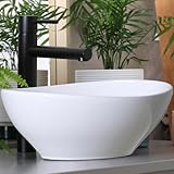 Waschbecken24 Premium Ovales Waschbecken mit Lotus-Effekt – Aufsatzwaschbecken Kratzfest & Pflegeleicht, Waschschale für Badezimmer, Leicht zu Installieren – 41x33x14 cm, Weiß