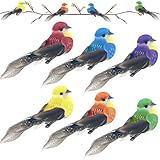 Lets Joy 6 Stück Vogel Deko Figuren Künstliche, Künstliche Federvögel, Bunte Simulation Schaumvögel Mit Clip, Feder Vogel Modell, Garten Simulation Vogel Figuren Hochzeit Deko
