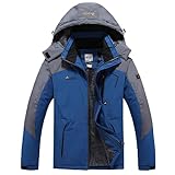 ZDSUHYIW Fahrrad Winterjacke Herren Gefüttert Verdickt Softshelljacke Wasserdicht Regenjacke Snowboardjacke Atmungsaktiv Funktionsjacke Mit Abtrennbarer Kapuze Outdoor Winddichte Jacke