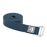 Bodhi Yogagurt | ASANA Belt aus 100% Baumwolle | Praktisches Yoga-Zubehör zur Dehnung | Yoga-Gurt mit Schiebeschnalle aus Metall | Anfänger & Fortgeschrittene | 250 x 3,8 cm (marineblau)