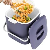 Biomülleimer Küche, 4L Biomülleimer Küche für alltäglichen Biomüll, Bio Mülleimer mit Deckel, Geruchsdicht, Herausnehmbarer Inneneinsatz, leicht zu Reinigen (Hellviolett)