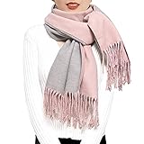 ehsbuy Winter Schals & Tücher für Damen Reversibel Kaschmir Schal Wendbarer Schultertuch Langer Großer Wärmeschal mit Quaste für Hochzeits Geschenke