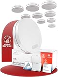 ALPENLUFT Rauchmelder 10 Jahre Batterie, Feuermelder Flach, Rauchwarnmelder, Brandmelder, | Ohne Bohren, Ohne LED Blinken - Rauch Brandschutz Brandmeldeanlage 10er Set