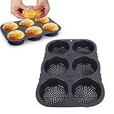 6 Hohlraum Hamburger Brötchen Pfannen, faltbare wiederverwendbare Wärmefestern Silikon Hamburger Brotform für die Küche