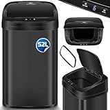 KESSER® Sensor Mülleimer Küche 52 L | Automatik mit Bewegungssensor Abfalleimer & Soft-Close-Deckel | Müllbehälter mit Touch-Bedienfeld & Sensor | LCD-Display | Edelstahl | inkl Müllsackhalter Schwarz