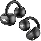 TOZO OpenEarRing Open Ear Kopfhörer Kabellos Bluetooth 5.4, Bequeme Clip On Kopfhörer mit KI-ENC für klare Anrufe, App-Steuerung, 40 Std. Wiedergabe, LED-Anzeige für Laufen und Training – Schwarz