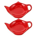 TOGEVAL 2 Stück Keramik Teebeutelhalter Teekannenform Hitzeschutz Teebeutelablage für Küche Vielseitig als Gewürz oder Snackschale Geeignet Praktische Platzsparende Teezubehör Geschenkidee