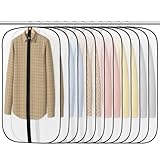 Dntorx 12 Stück Kleidersack, 100 x 60 cm Kleidersäcke PEVA Durchscheinende Kleiderschutzhülle mit Reißverschluss Kleiderhülle zum Schutz von Anzug Hemd Kleider Mantel