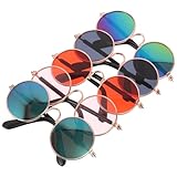 JOINPAYA 5 Paar Hundebrillen und Katzen Sonnenbrillen aus Metall Runde Kleiner Haustierbrillen für Kleine Hunde und Katzen Robuste Cosplay Requisiten für Outdoor und Party