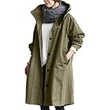 Angxiwan regenjacke Regenjacke Wasserdicht Windbreaker Große Größen Regenmantel Atmungsaktiv Leicht Futter Übergangsjacke Lang Softshelljacke mit Kapuze Outdoor windjacke damen