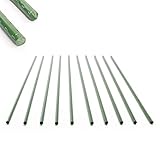 Toboli 10x Pflanzstäbe grün 120 cm Ø 11 mm Rankstäbe aus Metall und Kunststoff, Pflanzstangen für Tomaten und Kletterpflanzen
