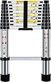 Teleskopleiter 2,9m, Leichte Dachbodenleiter, Aluminium, Belastbar Bis 150kg