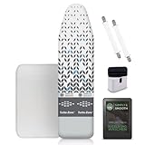 SimplySmooth Turbo Bügelbrettbezug 120x40 für Dampfbügeleisen geeignet - Made in EU Bügeltischbezug mit Spannern, Kordeldreher, Bügeltuch und E-Book - Schnelles bügeln Dank Komfortpolsterung