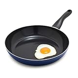 Lumenflon Deco Bratpfanne, antihaftbeschichtet, hergestellt in Italien, Diamant-Keramik, PFAS-frei, spülmaschinen- und metallsicher, langlebige glänzende Emaille-Beschichtung, kühlbleibender Griff