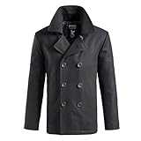 Surplus Raw Vintage Herren Pea Coat, Schwarz, S
